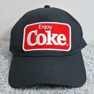 Coca Cola Enjoy Coke Patch Adjustable SnapBack Hat Cap Black OSFM Cotton NEW NWT